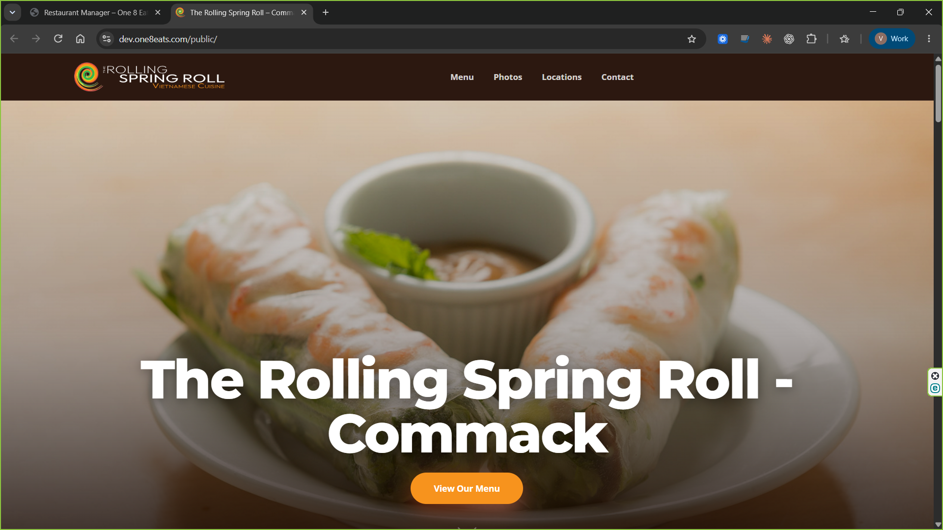 Generated Rolling Spring Roll restaurant website